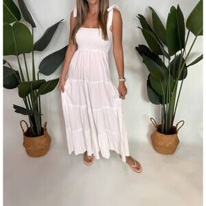 NEW SOLE linen maxi dress in white